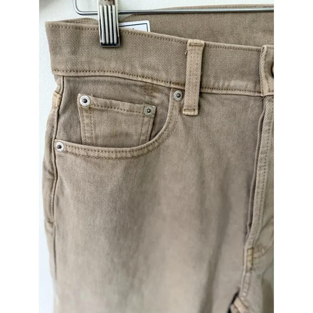 GAP Cheeky Straight High Rise 28 6P Pants Khaki Womans Denim Brown Raw Hem